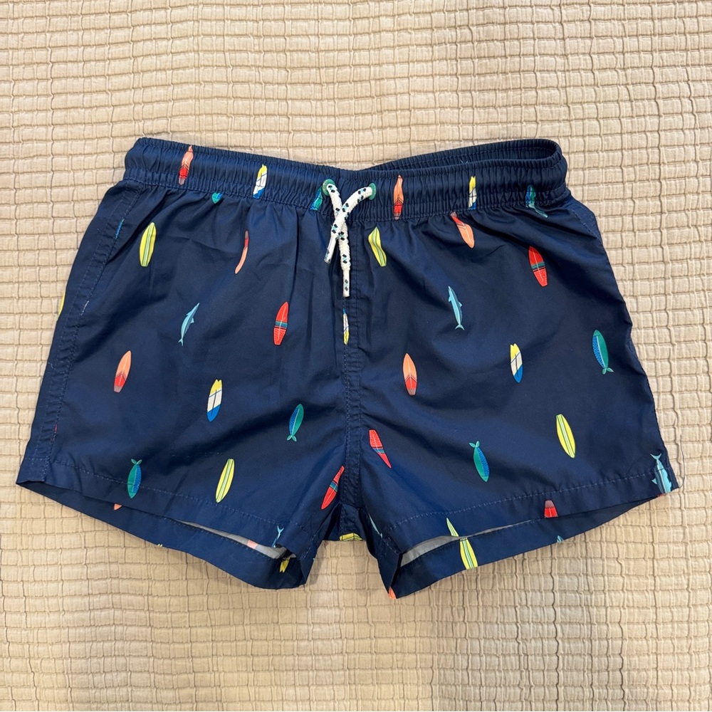 Zara Boy Navy Swim Trunks with Surfboard Print - Size 4/5